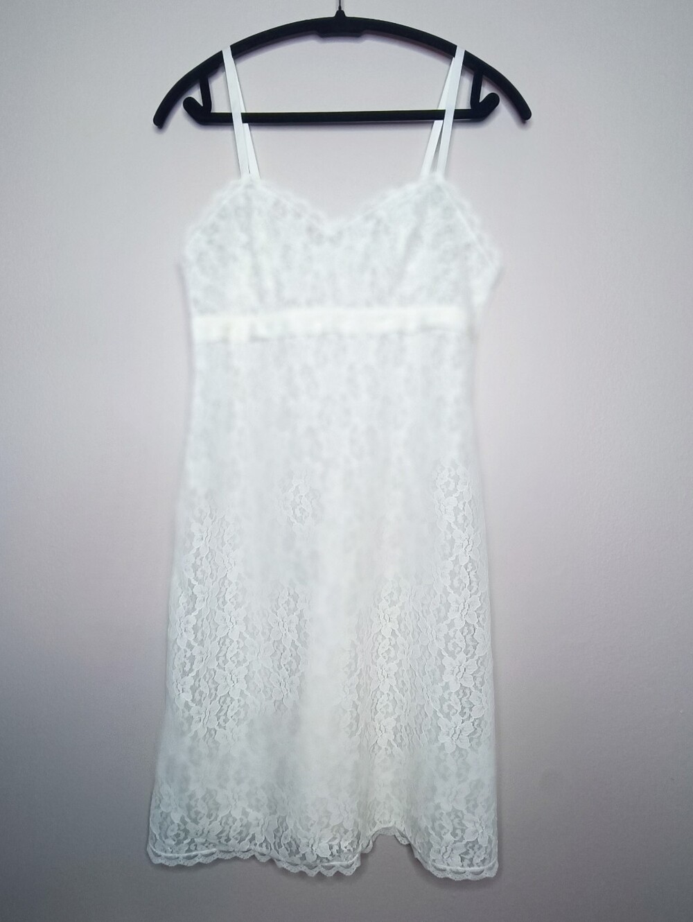 Vintage 60s St Michael White Floral Lace Slip Dress - Size 36 / Medium Romantic